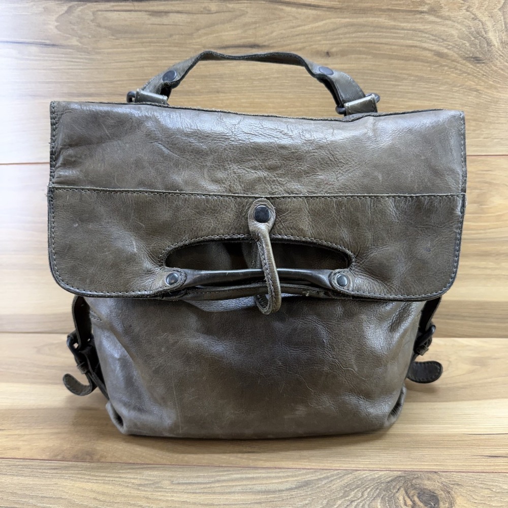 Aunts & Uncles Mrs Mince Pie Backpack Purse Dark Olive Green Leather Boho Casual